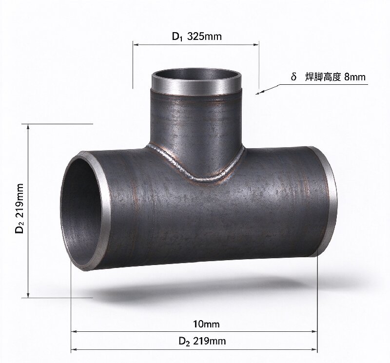 Steel Welded Reducing Tee — Welded Construction, Dimensions and Supply Notes